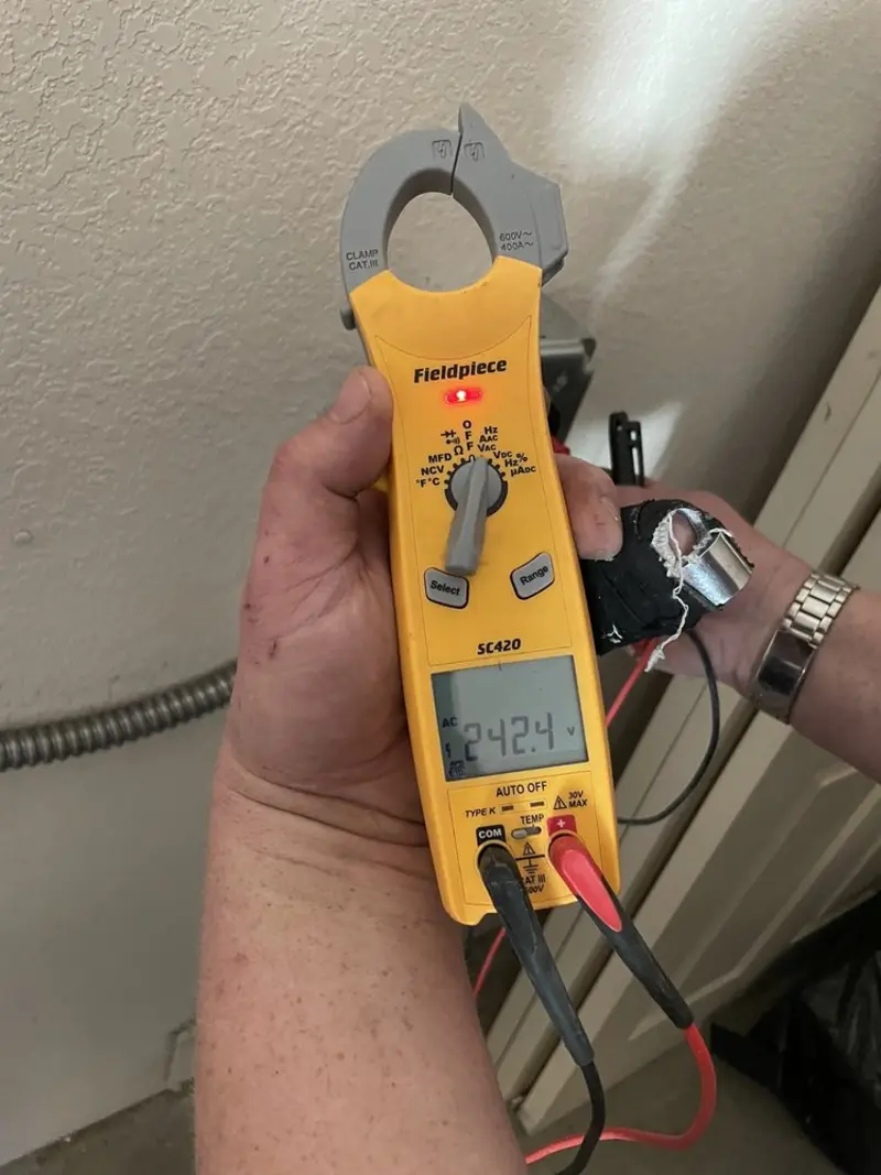 Voltage testing with clamp meter during Hot Tub / Pool Electrical Wiring in La Marque